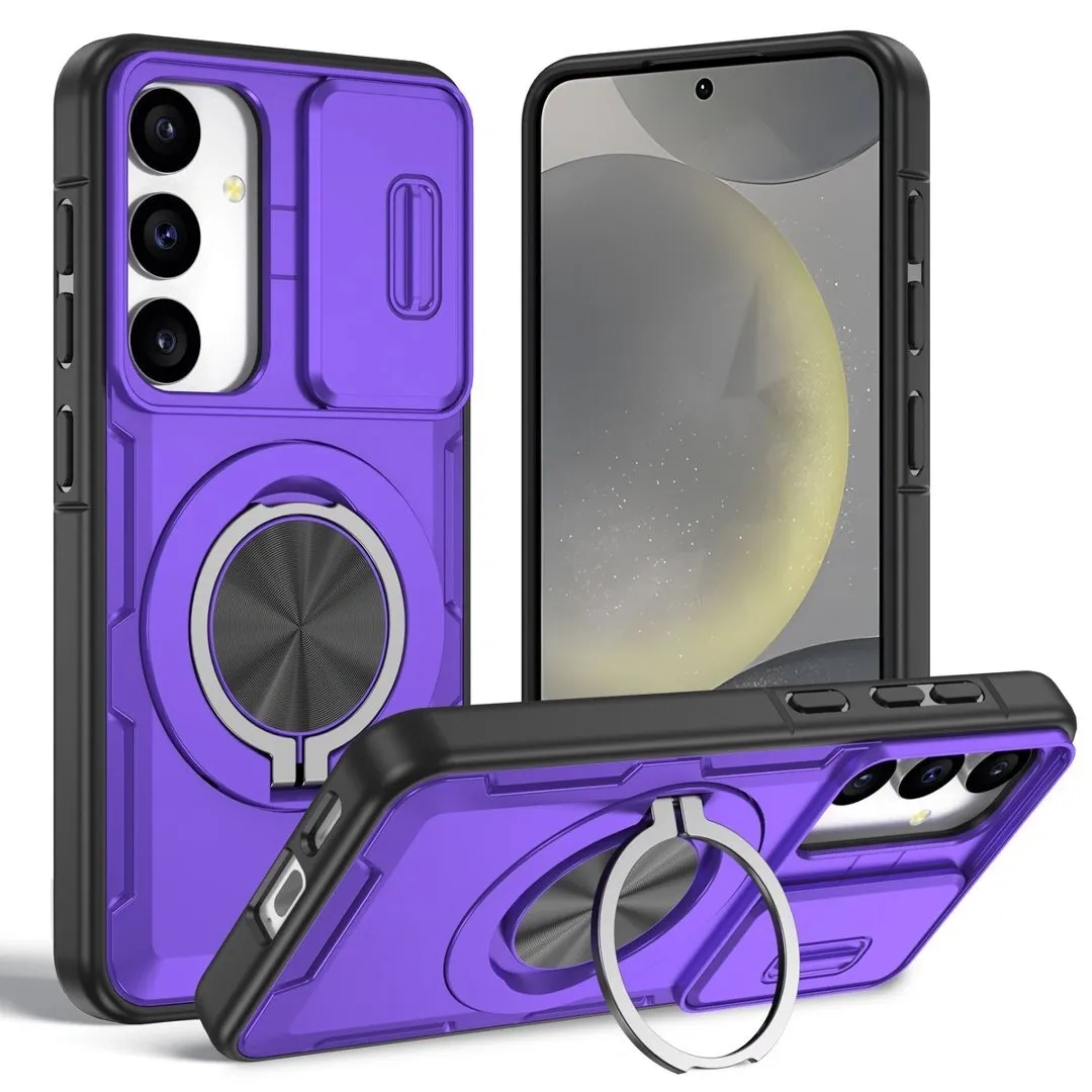 2-in-1 Magnetic Sliding Lens Case, Purple for Samsung S25
