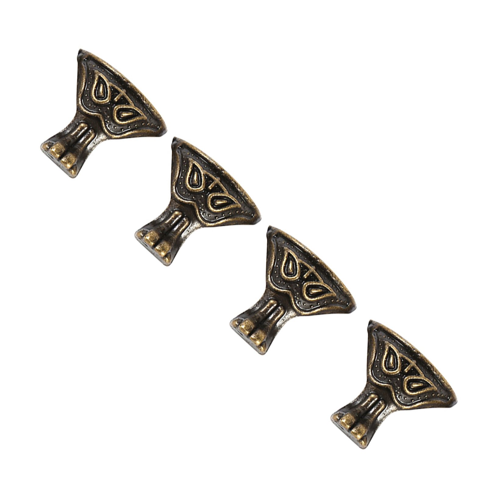 4Pcs Antique Brass Jewelry Gift Box Wood Case Decorative Feet Legs Corner Protector Vintage — image 5