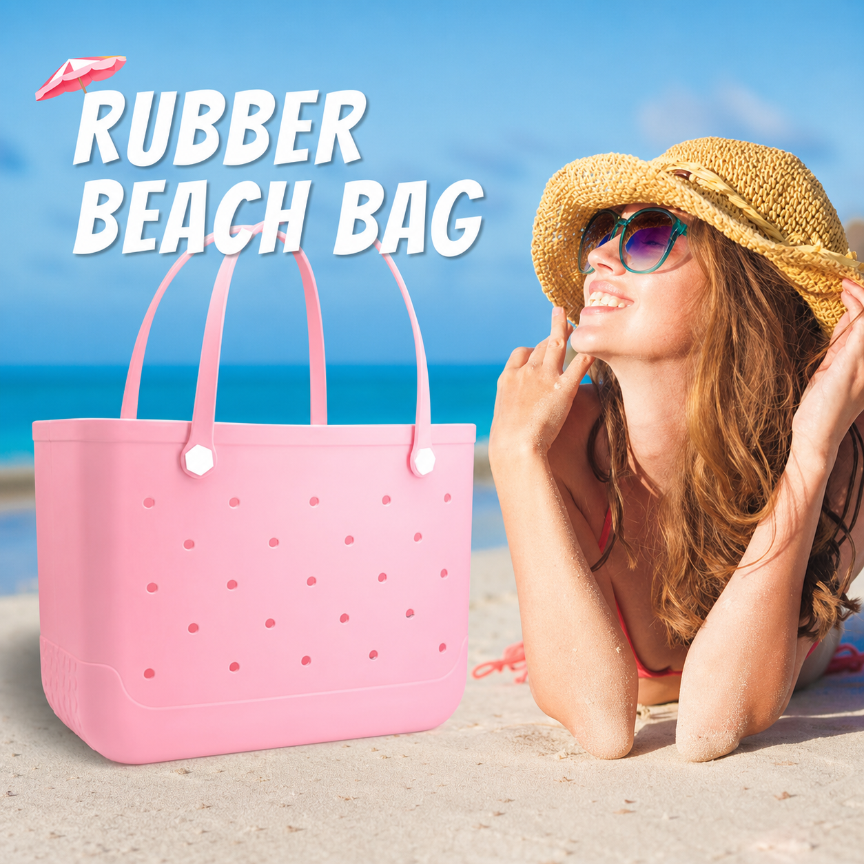 Waterproof Hexagon Mesh Beach Bag - Large Capacity Travel Storage Tote for Swimwear Towel Sunglasses - Pink Large 48x34x24cm โ image 4