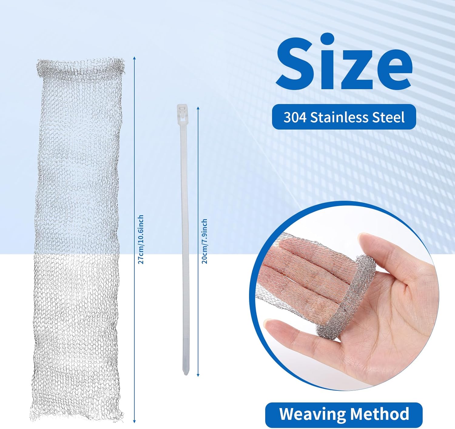 40 Pieces Lint Traps Stainless Steel Washing Machine Lint Snare Traps Laundry Mesh Washer Hose Filter with 40 Pcs Cable Ties — image 5