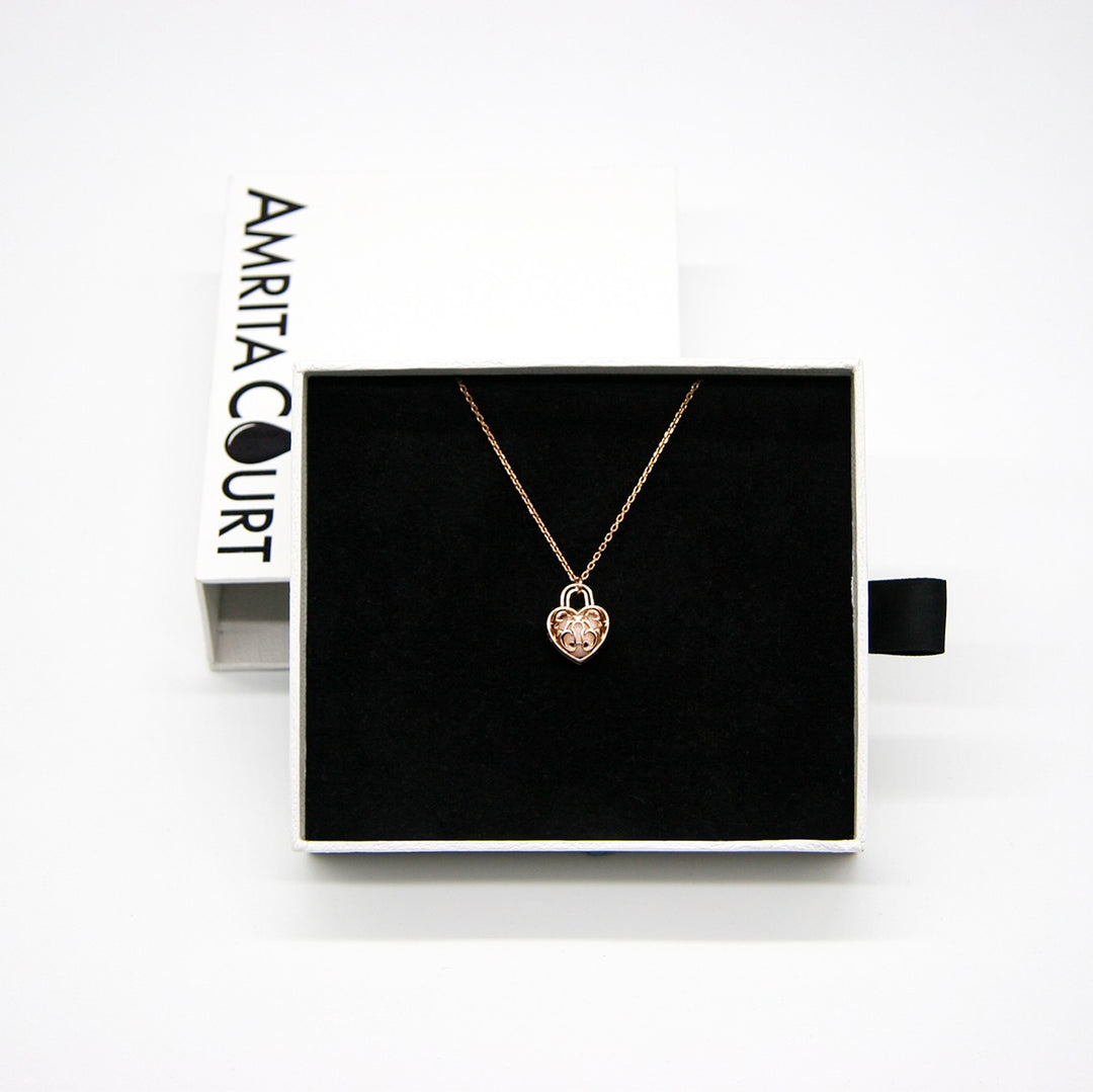 Gift Box - Heart Lock Rose Gold Aroma Necklace + Purify Oil Blend — image 4