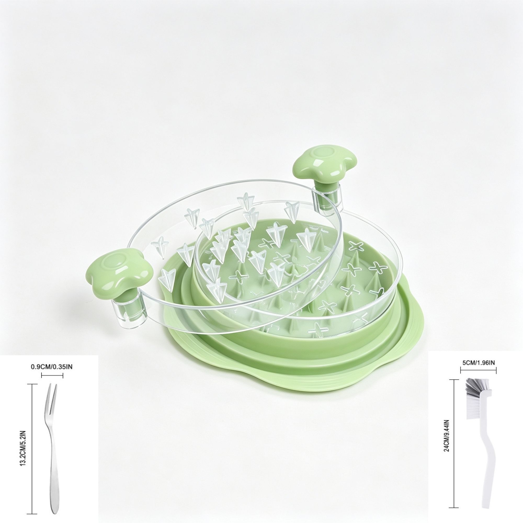 Versatile Chicken Shredding Tool Set,Green Interlayer Shredder Contains Brush and Fork,Manual Poultry Processor,Christmas Halloween Family Gathering Kitchen