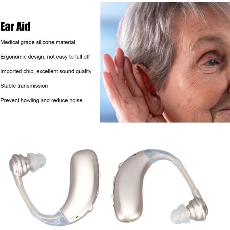1 Pair Hearing Aids, Ergonomic Rechargeable Medical Device Made of ABS Silicone, Silver — image 4