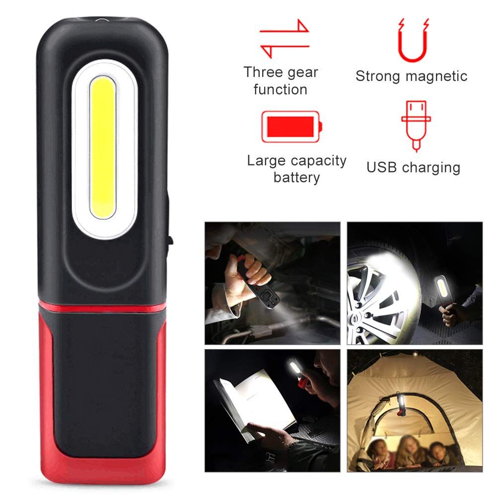 Portable LED Work Light,Magnetic Work Light, 5W Portable USB Rechargeable COB Work Light Adjustable Multifunction Magnetic — image 5