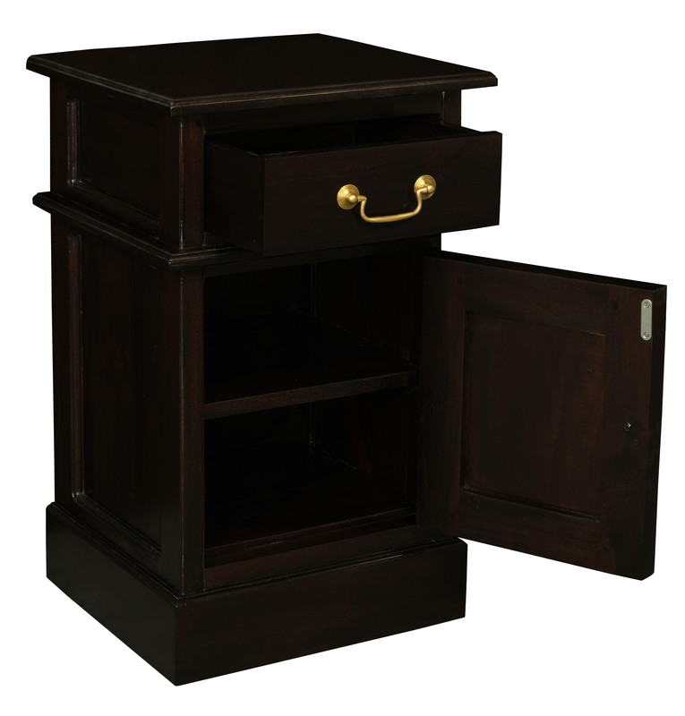 Tasmania 1 Solid Door 1 Drawer Bedside (Chocolate) โ image 2