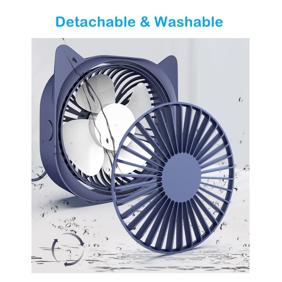Mini Cute Desk Fan, Little Portable Table Fans Fast Cooling for Home Bedroom Nightstand Office Work Desktop Dorm (Blue) — image 4
