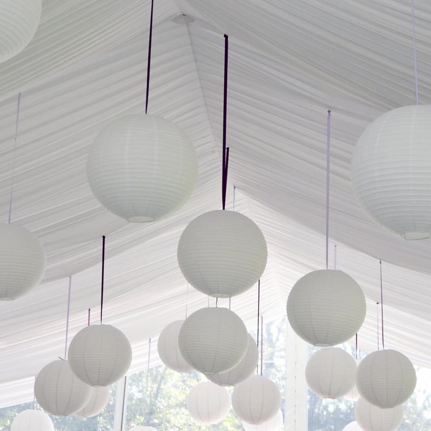 inese White Hanging Paper Lantern in 4” 6” 8” 10” 12” Great for Wedding and Party Decorations Durable and reusable — image 3