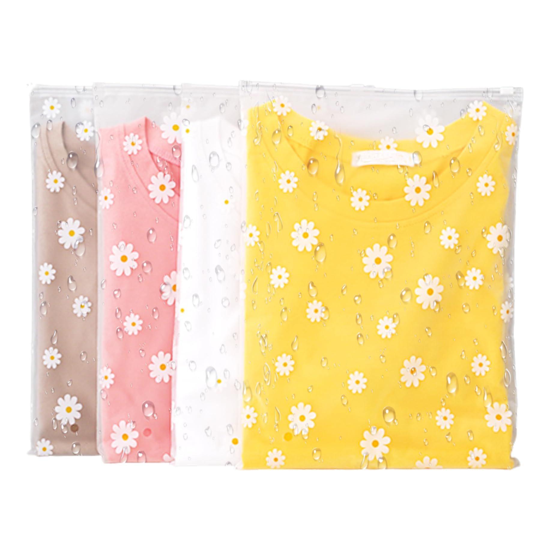 Reusable Bags 25Pcs Luggage Organiser Bags 15.75x11.81 in Daisy Patterns Clear Hospital Bags Organiser Pouches