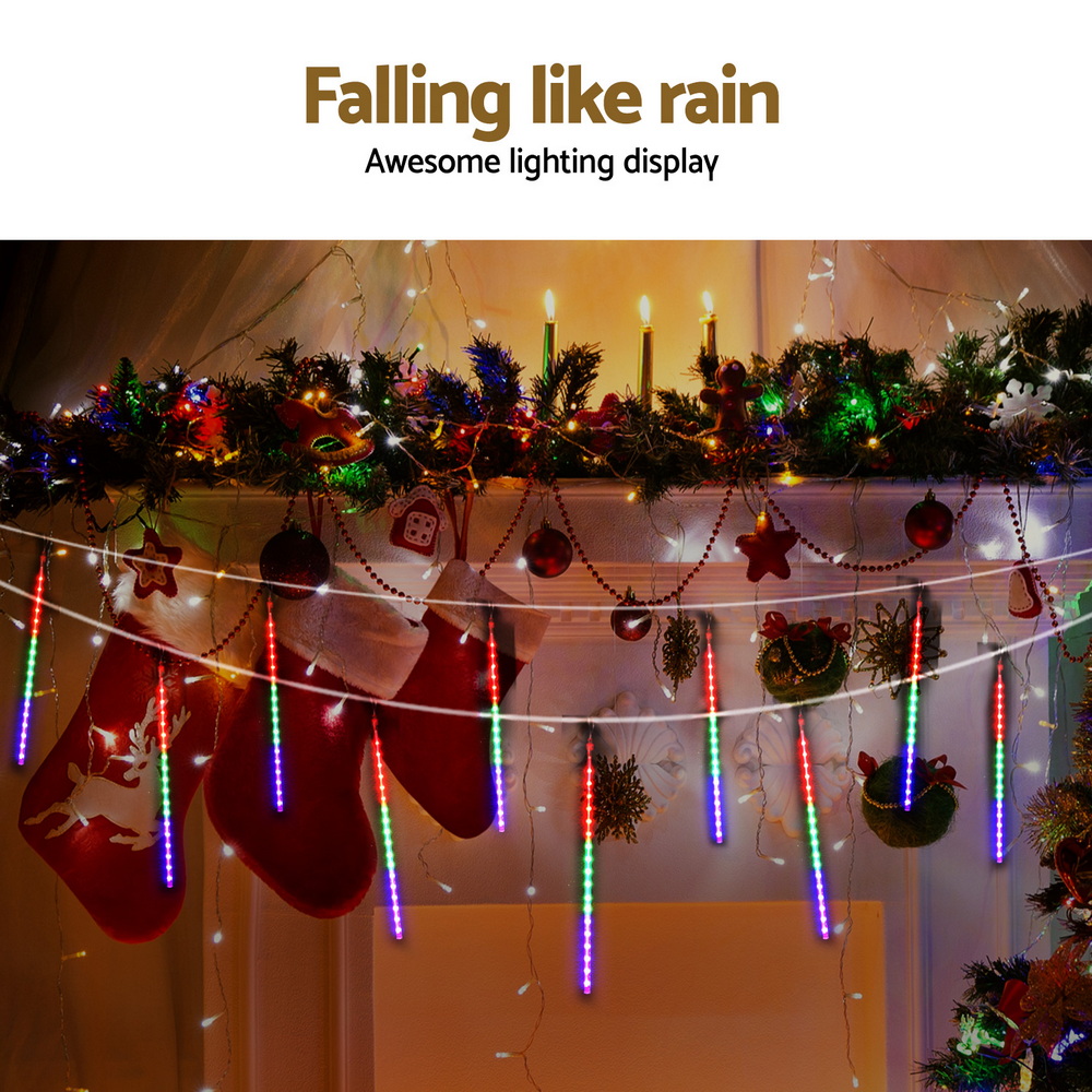 Jingle Jollys 7M Christmas Lights Shower Light 288 LED Icicle Falling Metor — image 6