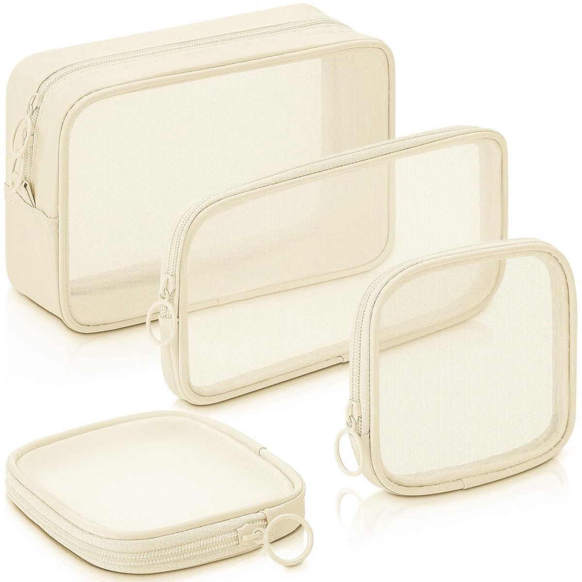 4 pieces - Cosmetic bag - Travel toiletry bag - Storage bag - mesh cosmetic bag - travel bag with zipper - mini makeup bag - for daily accessories - for travel