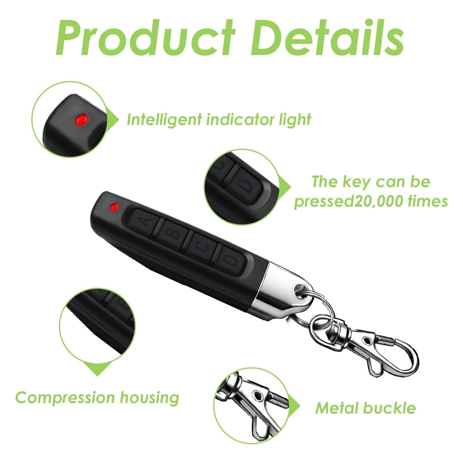3 Pack Copy Remote Controller Universal Garage Door Wireless Cloning Key Duplicator Electric Opener Durable Wireless Cloning