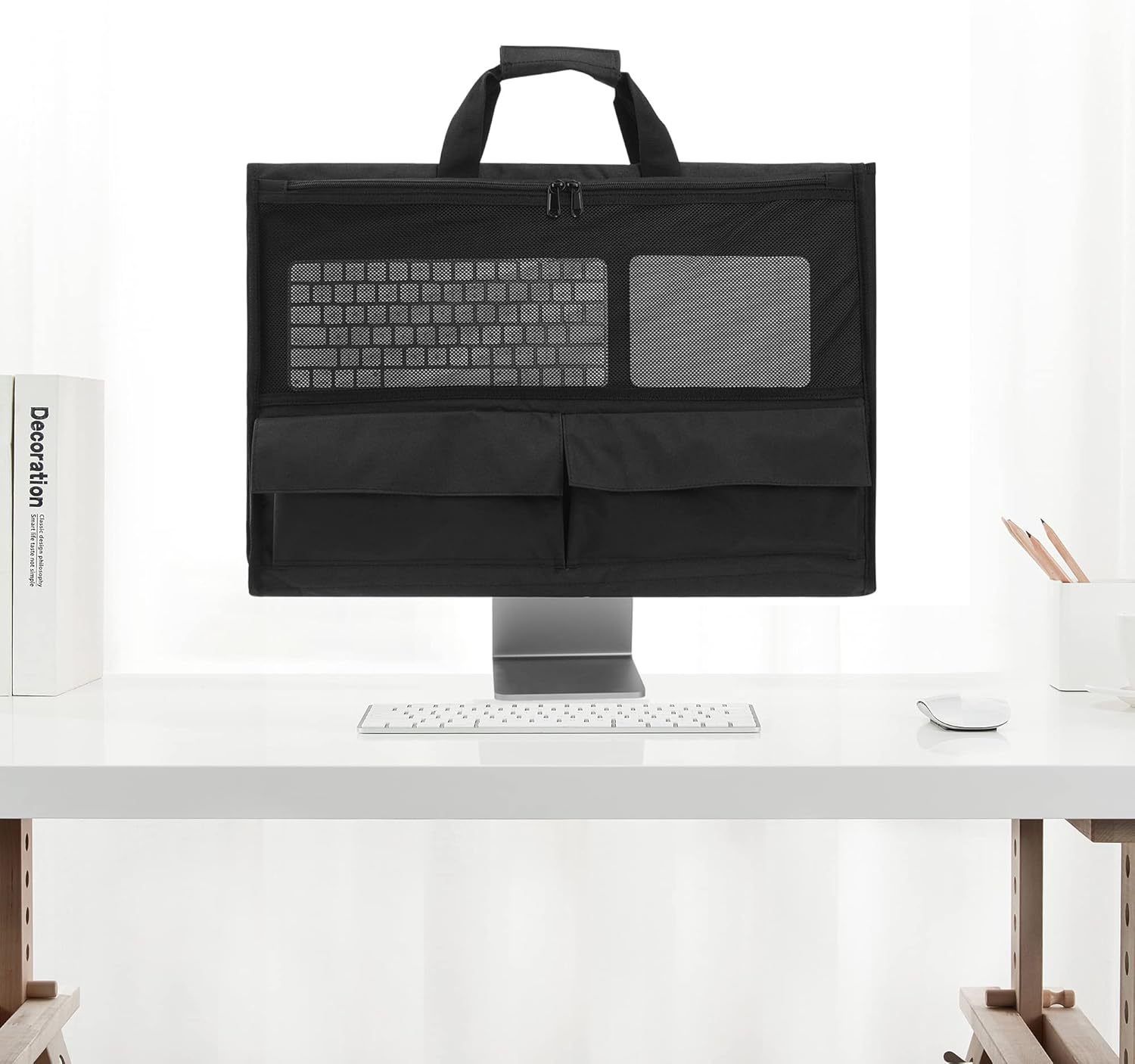 Adjustable Travel Carrying Case for 24''Desktop Monitor(Universal), Protective Storage Bag for Monitor Dust Cover with Carry Handle for 24 inch Screen and โ image 2