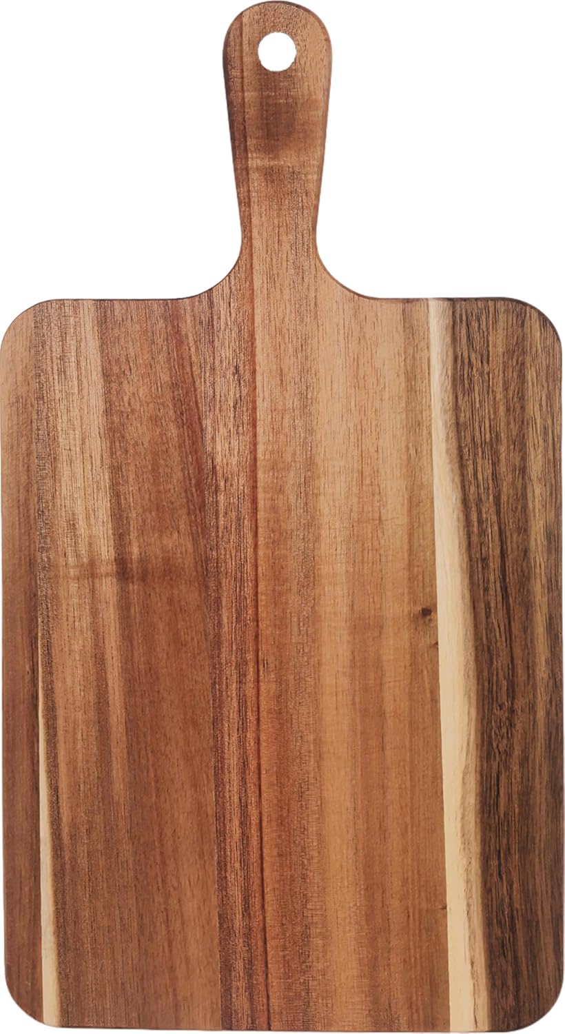 Acacia Wood Cutting Board with Handle, Wooden Cutting Boards, Chopping Board, Charcuterie Board, Serving Board for Cheese, Bread, Pizza, Vegetables & Fruits — image 3