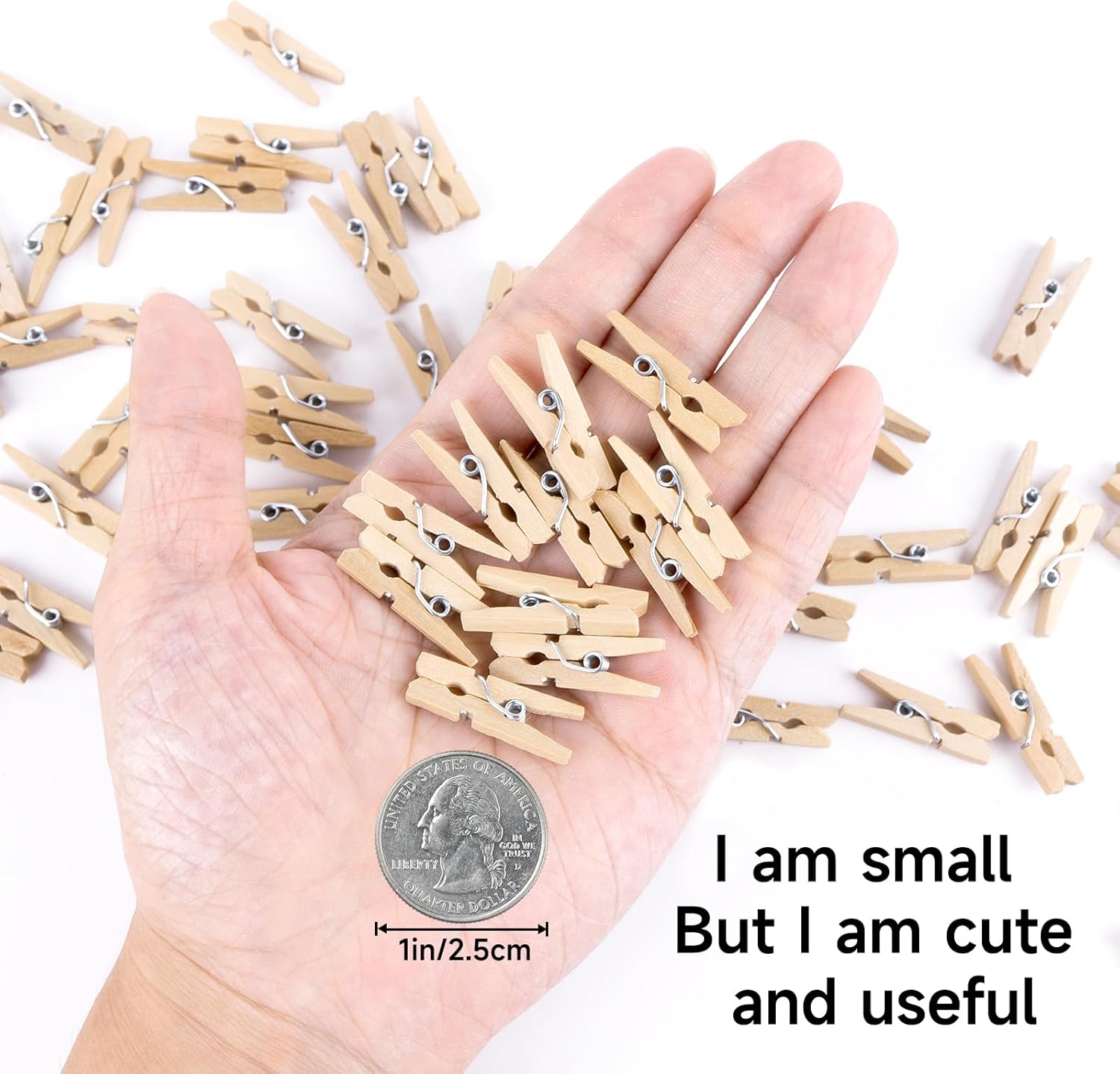 Mini Clothespins for Photo - 200 Pcs 1 Inch Small Natural Wooden Clothes Pins for Crafts with 33 FT Jute Twine Mini Photo Clips for Photos Display Cocktail — image 4
