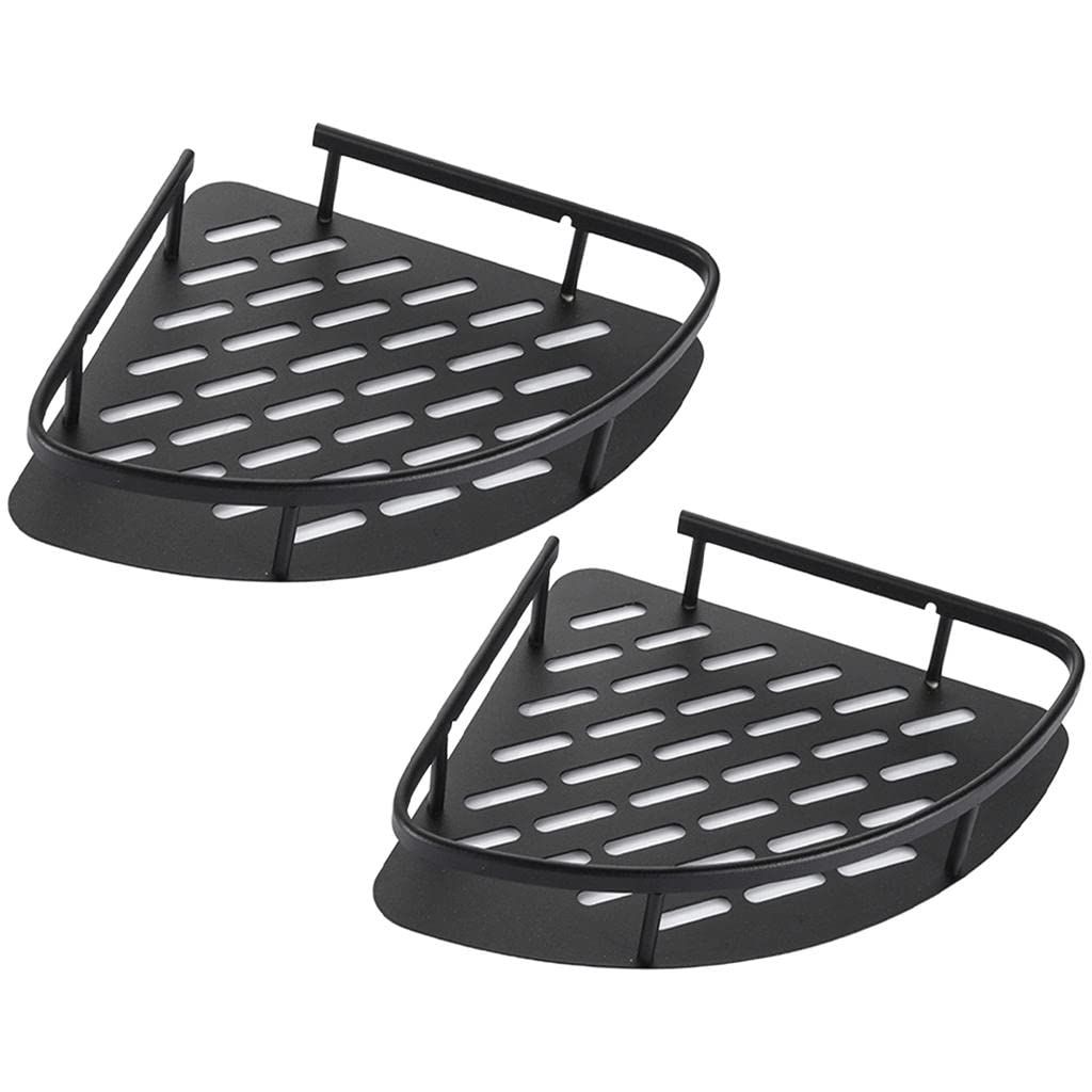 2pcs Bathroom Shelves Corner Shower Caddy Rack Wall Mounted No Drilling Storage Basket for Home Toilet Kitchen (Triangle) โ image 2
