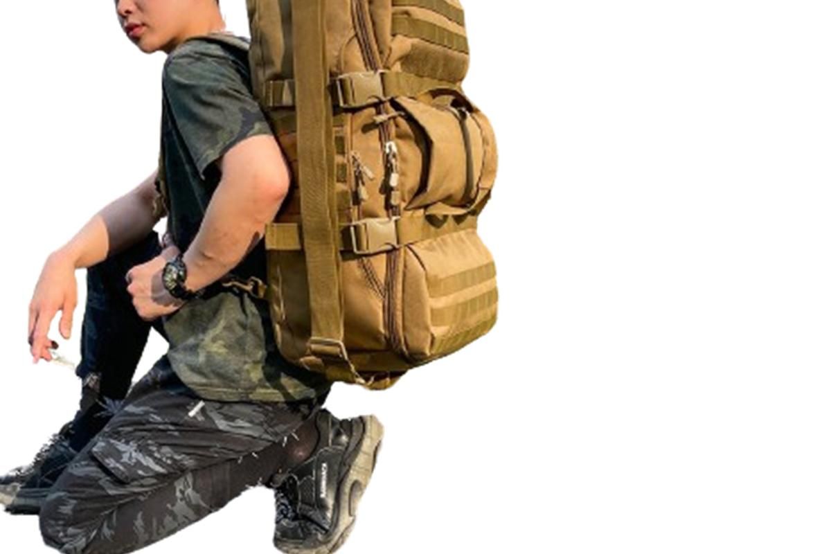 3-in-1 Duffle Bag Messenger Pack Military Tactical Backpack -Khaki โ image 2