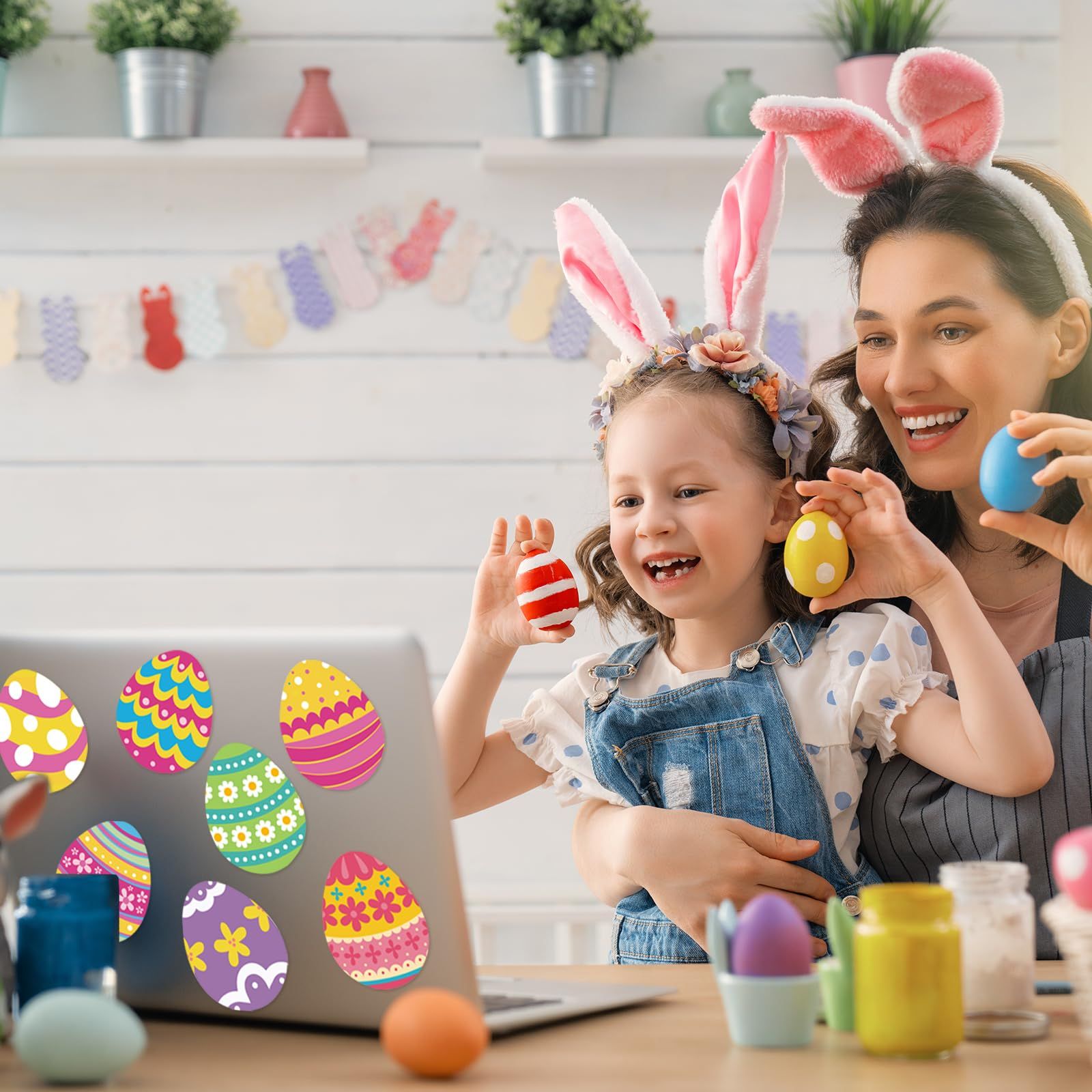 Easter Refrigerator Magnets Colorful Eggs Garage Magnets Magnetic Fridge Stickers for Spring Holiday Car Kitchen-4PCS โ image 2