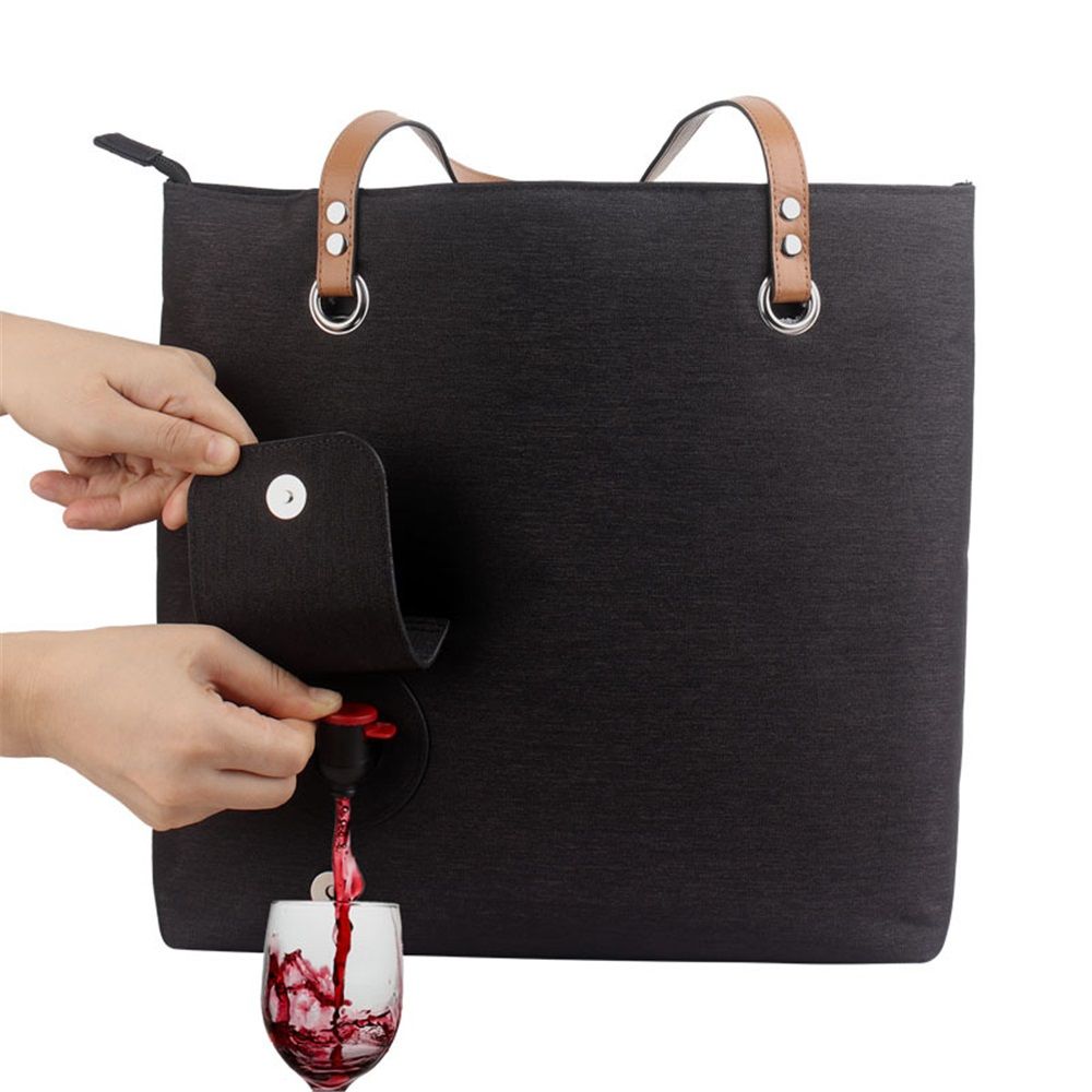 Wine Tote Bag and 1 inner container, Beach Cooler for Travel Gift, Leakproof Insulated Purse Carrier with Hidden Spout Compartments, Holds 2 Bottles for — image 3