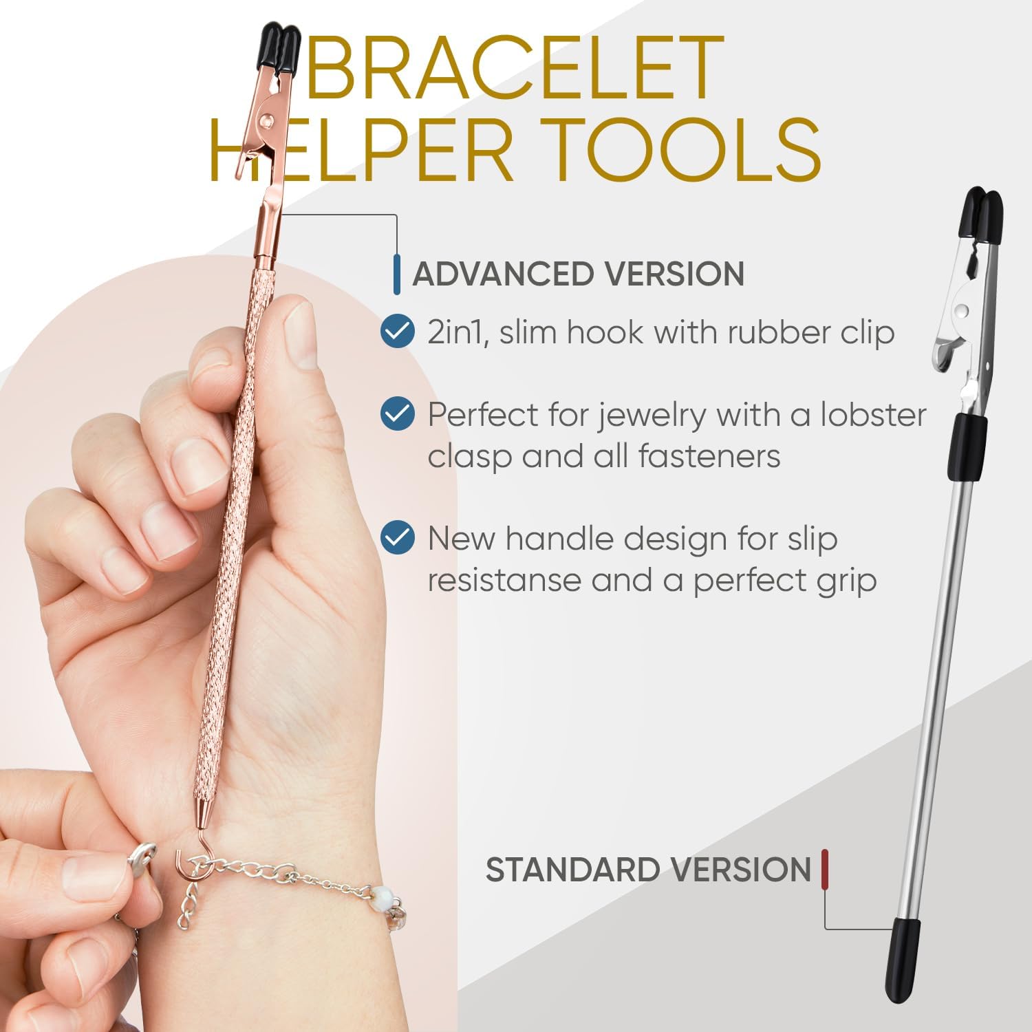 Bracelet Helper Tool with Hook - Fastener Helper Tool for Bracelet, Necklace, Jewelry, Watch - Silver, Rose, Teal, Bundle โ image 3