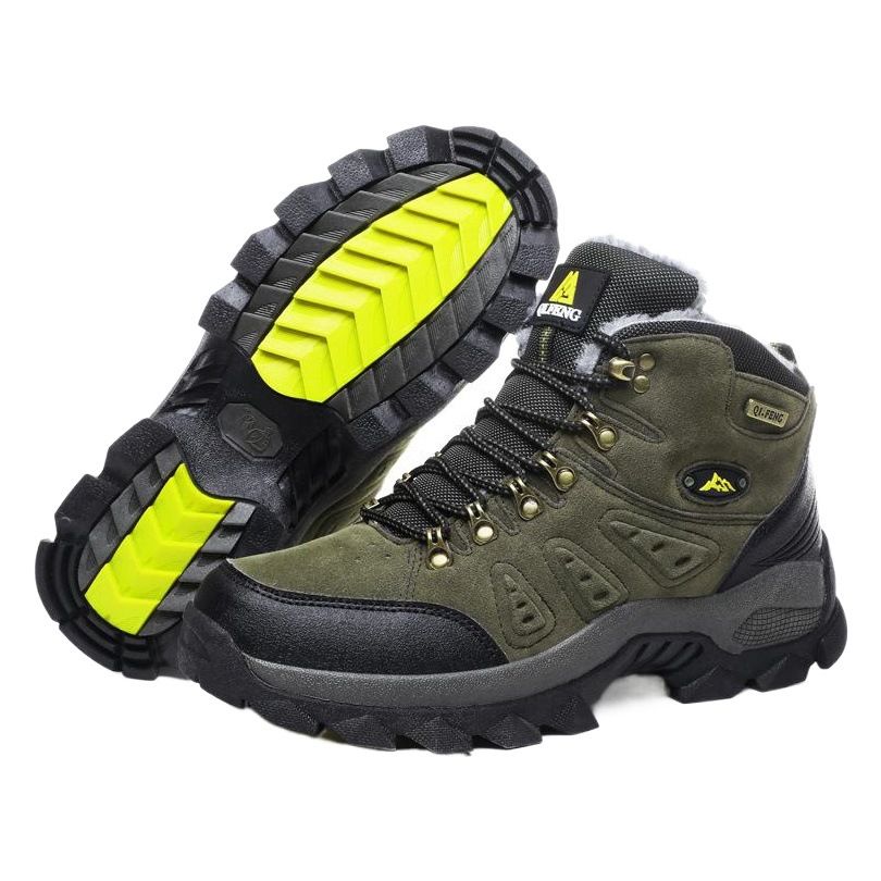 QIFENG Winter High-top Snow Boots Cotton Warm Leather green cotton shoes 40