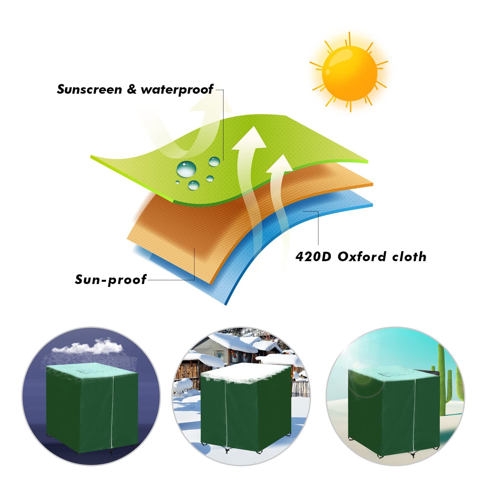 Outdoor water tank with handbag, UV resistant rainwater bucket, dust cover for water tank, with zipper corner buckle — image 5