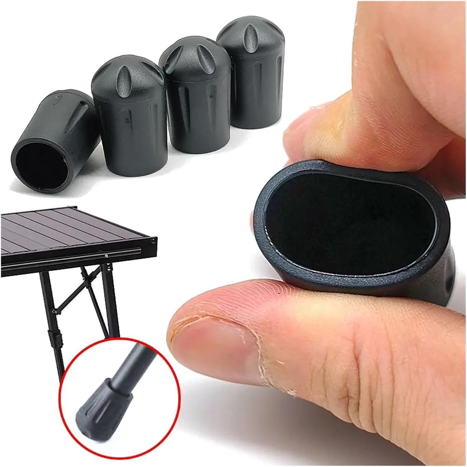 18mm Silicone Chair Leg Caps - 4 Pack Black Floor Protectors Scratch Resistant Furniture Pads — image 2