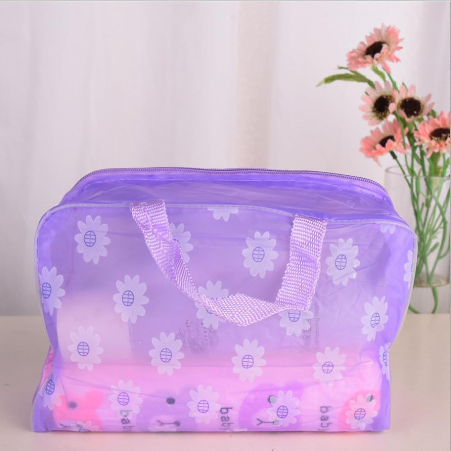 Clear Cosmetics Bag, PVC Zippered Toiletry Carry Pouch Waterproof Makeup Bag Travel Bags Organizer Case for Vacation(pink) — image 5