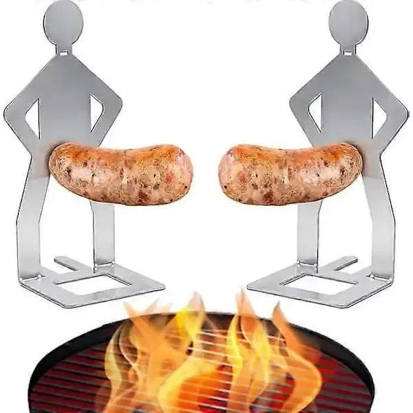 6 Piece Stainless Steel Sausage Grill Holder Rack, Portable Rotating BBQ Stand for Hot Dogs, Camping and Outdoor Cooking — image 3
