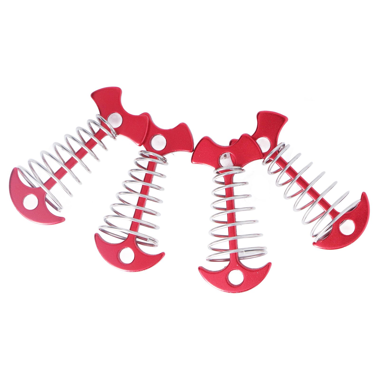 4pcs Fishbone Tent Nails Aluminum Alloy Stainless Steel Extended Plank Floor Canopy Stakes with Spring Red โ image 5