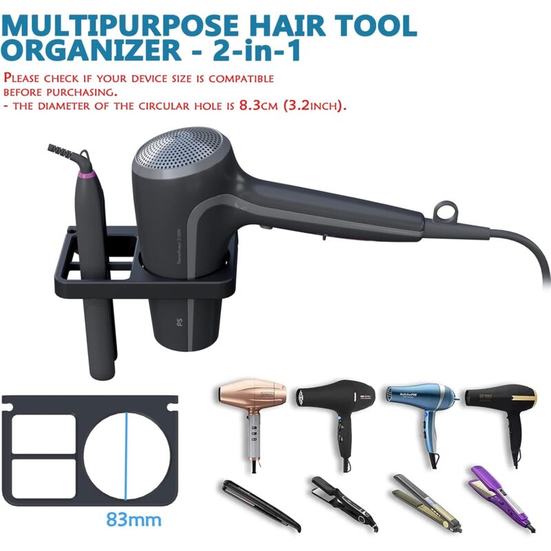 Hair Dryer & Hair Straightener Holders, Universal Wall Mount Organizer Accessories — image 3