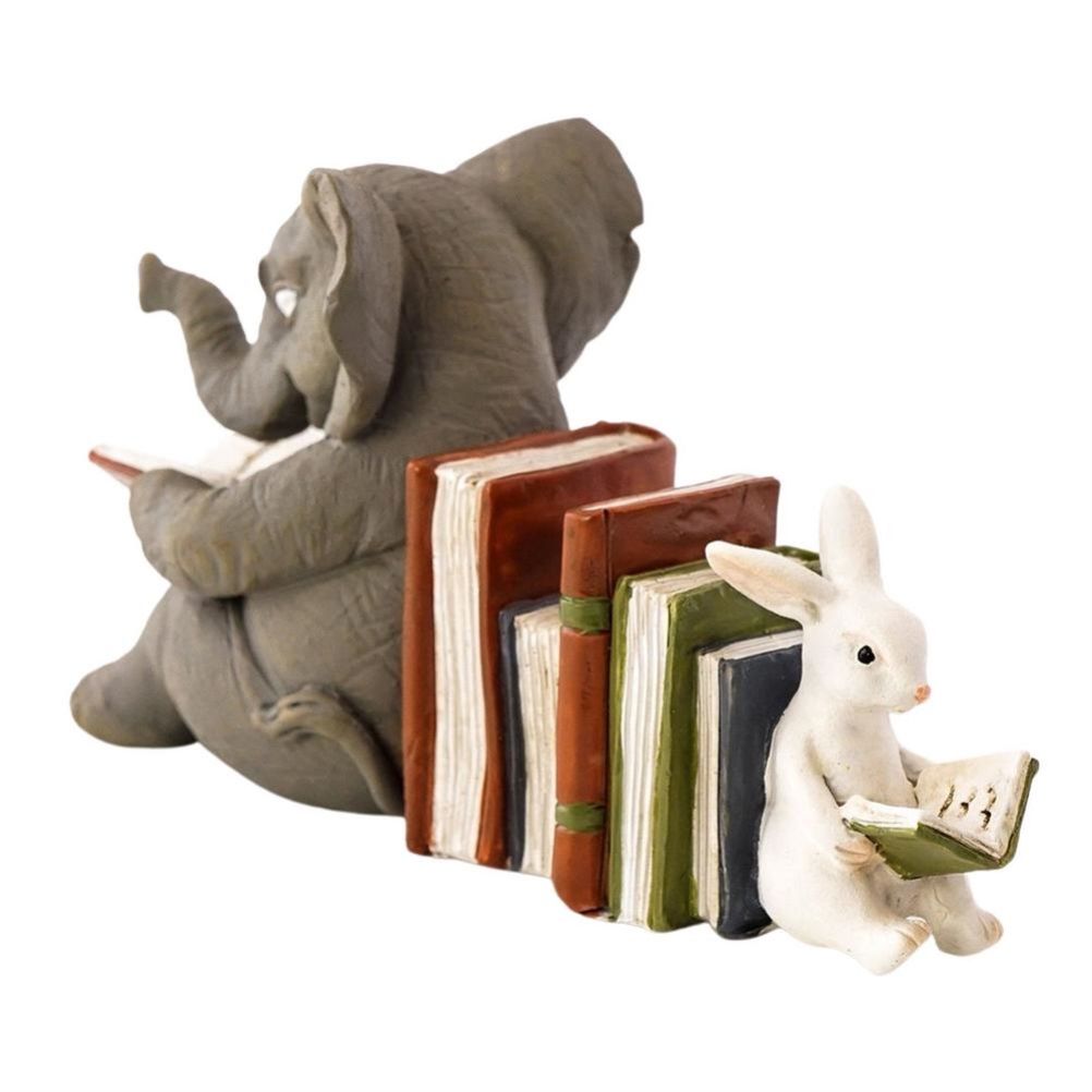 Elephant and Rabbit Statue Bookend Figurines Ornaments Resin Animal Figurines Decor for Home Decorations โ image 4