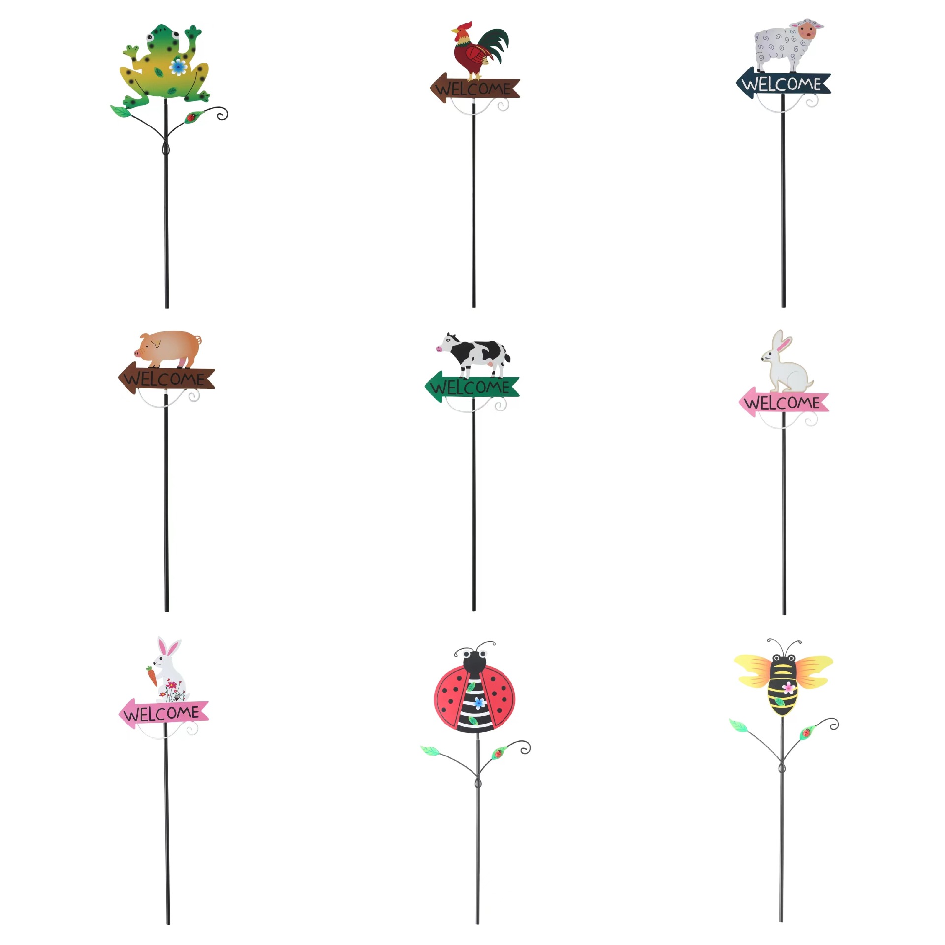 Pink Pig Pattern Charming Metal Garden Stakes | Welcome Yard & Lawn Decor โ image 2