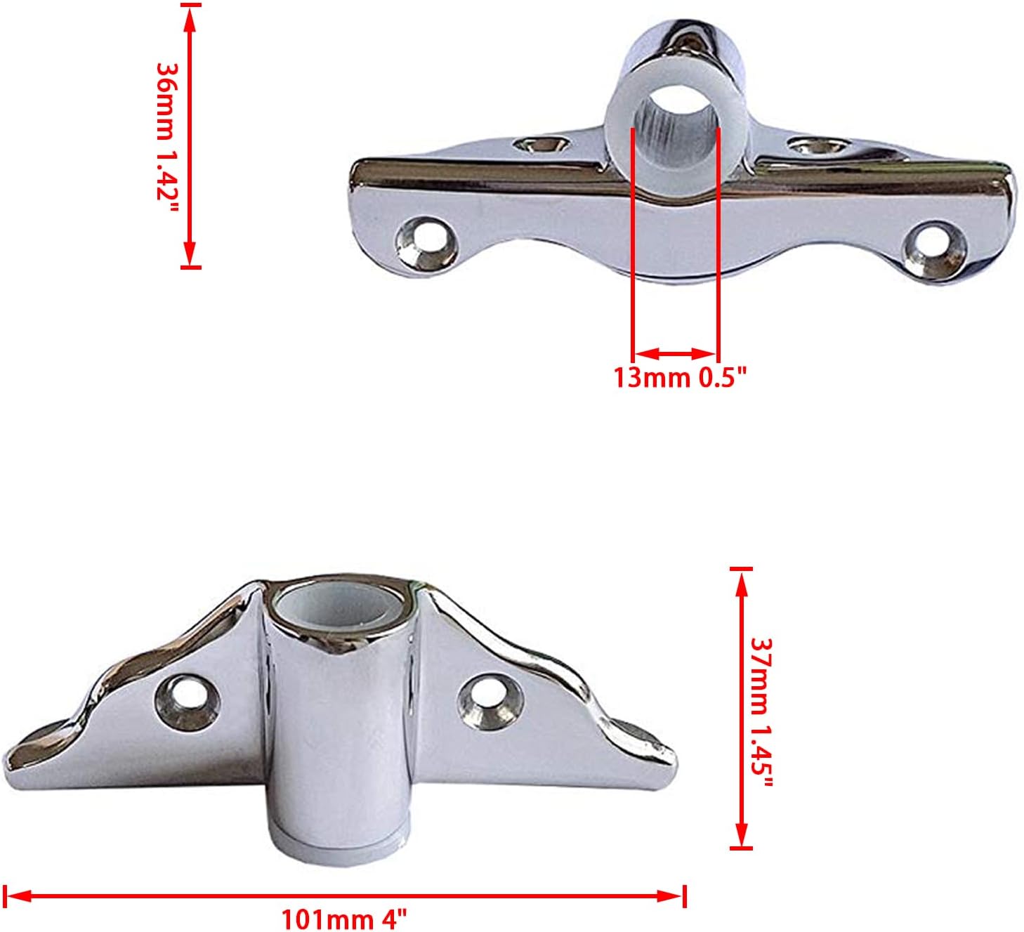 2PCS 316 Stainless Steel Row Lock Oarlock Socket Support Bracket for 1/2" Shank β image 3
