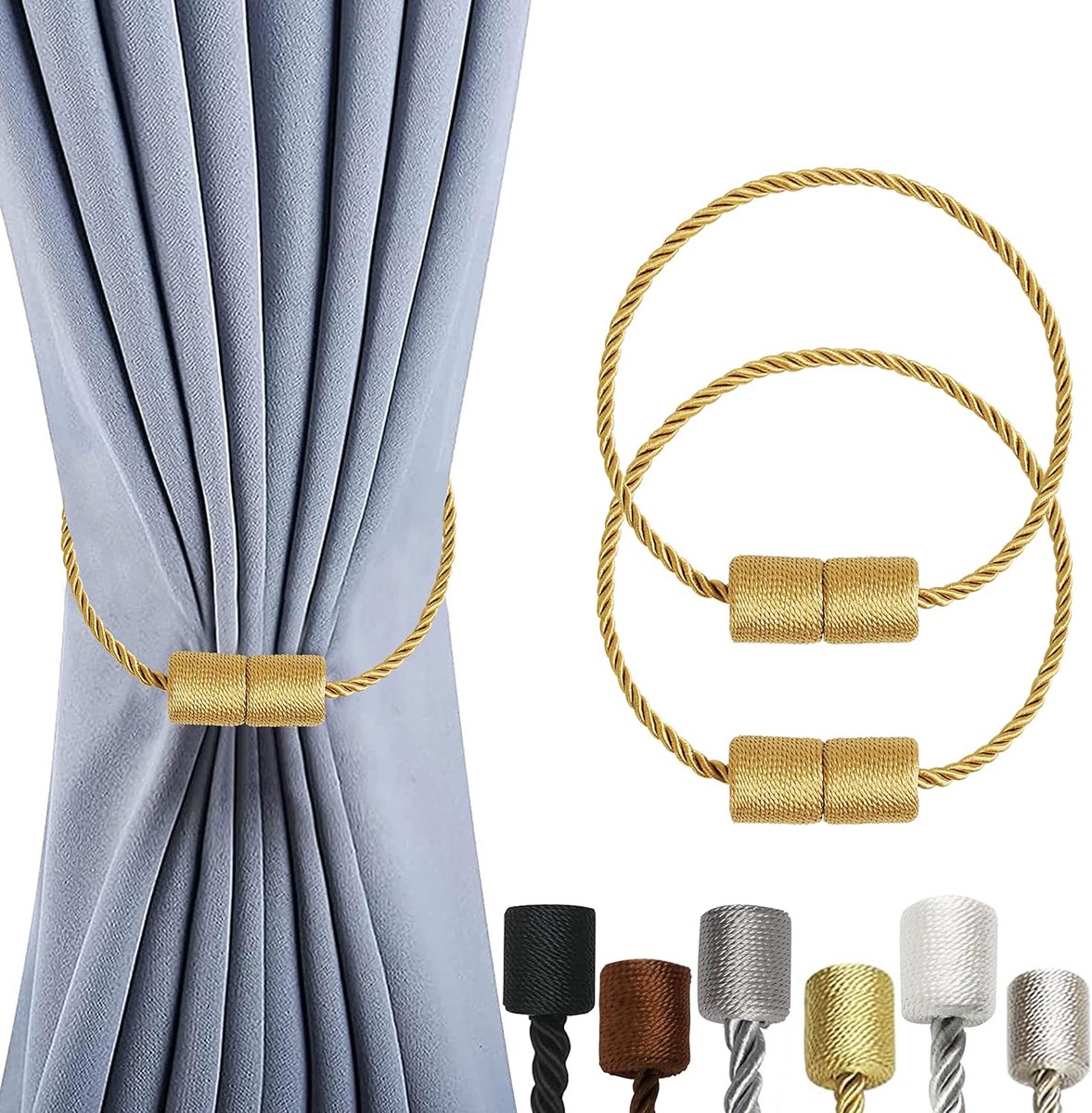 2 Pieces Magnetic Curtain Ties - Curtain Tieback Hook - Curtain Fasteners - Curtain Tieback - Magnetic Curtain Cord - Curtain Ties - Curtain Holders