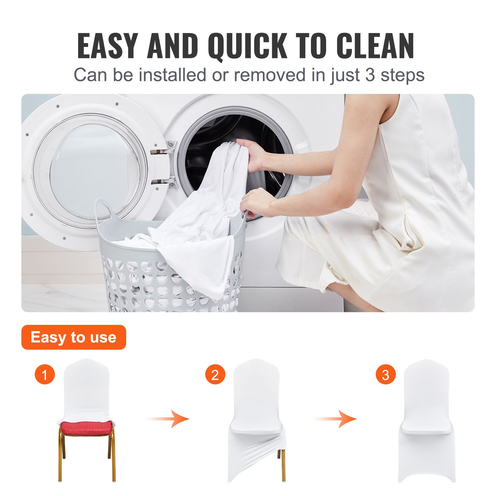 Stretch Spandex Folding Chair Covers, Universal Fitted Chair Cover, Removable Washable Protective Slipcovers, for Wedding, Holiday, Banquet, Party — image 4
