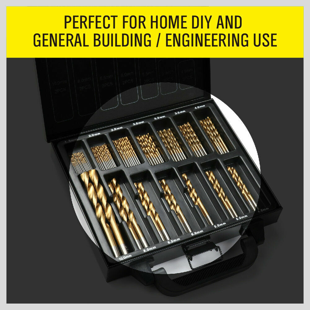99Pc Drills Set HSS Titanium Coated Wood Plastic Metal Metric 1.5-10mm With Case โ image 5