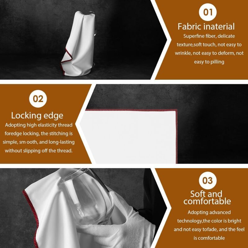 3 Pcs Microfiber Polishing Cloths for Glass Red White and, Anti-Lint Free, Hotel Kitchen, Tumblers Streak Cloth Bar Cleaning โ image 3