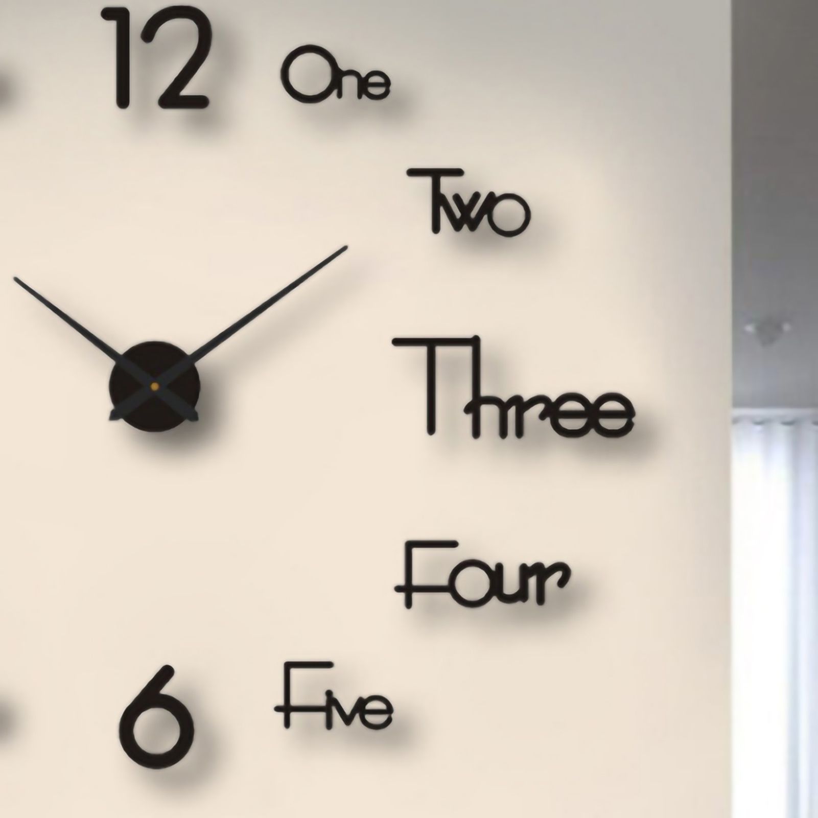 Night Light Wall Clock Frameless Decorative Luminous Silent Clock for Living Room Bedroom Black Large 130cm/51.18in — image 2