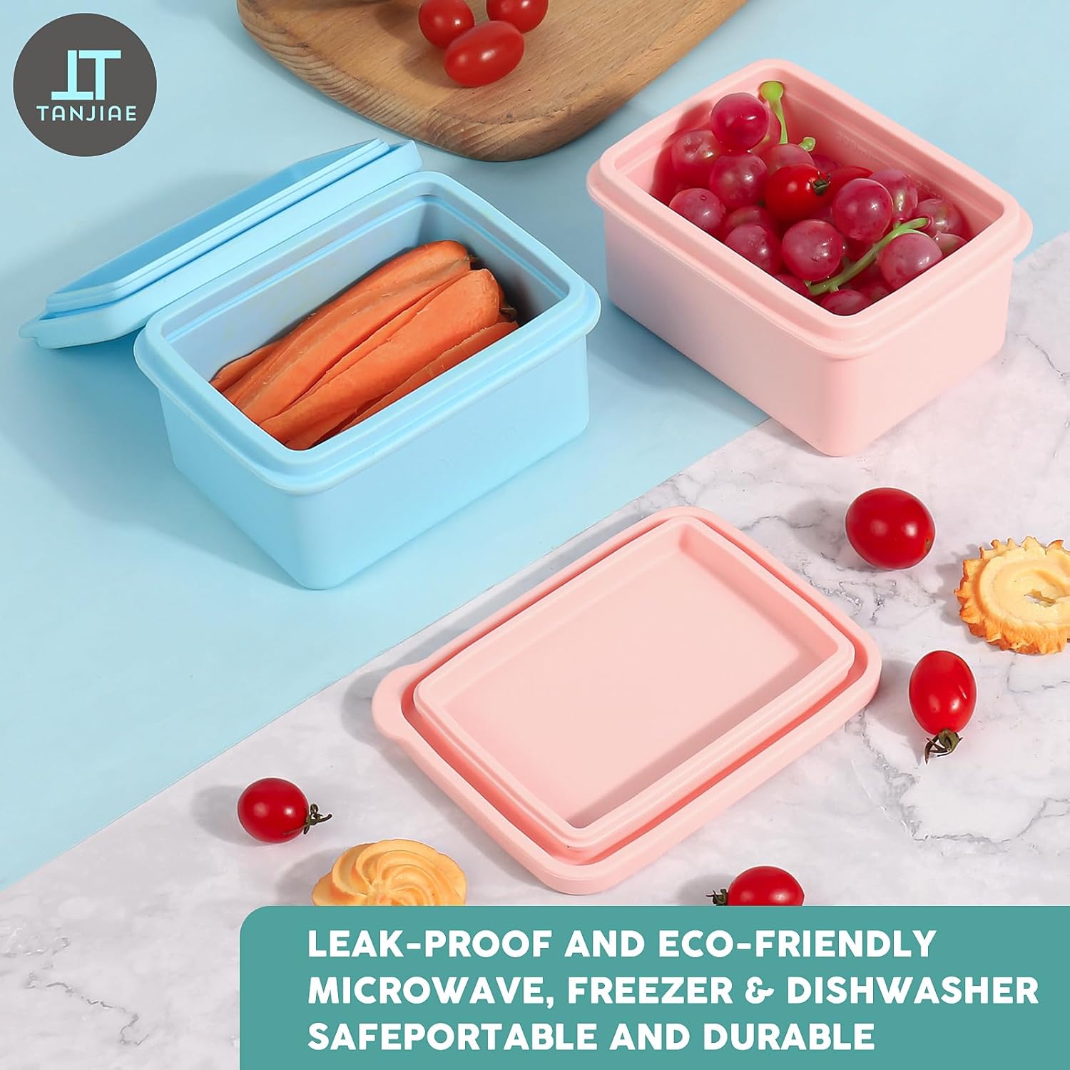 Silicone Snack Containers for Kids, Leak Proof Microwavable Small Lunch Box Containers with Lids for Toddlers, 1 Cup BPA Free Freezer Molds for Soups/Baby Food — image 5