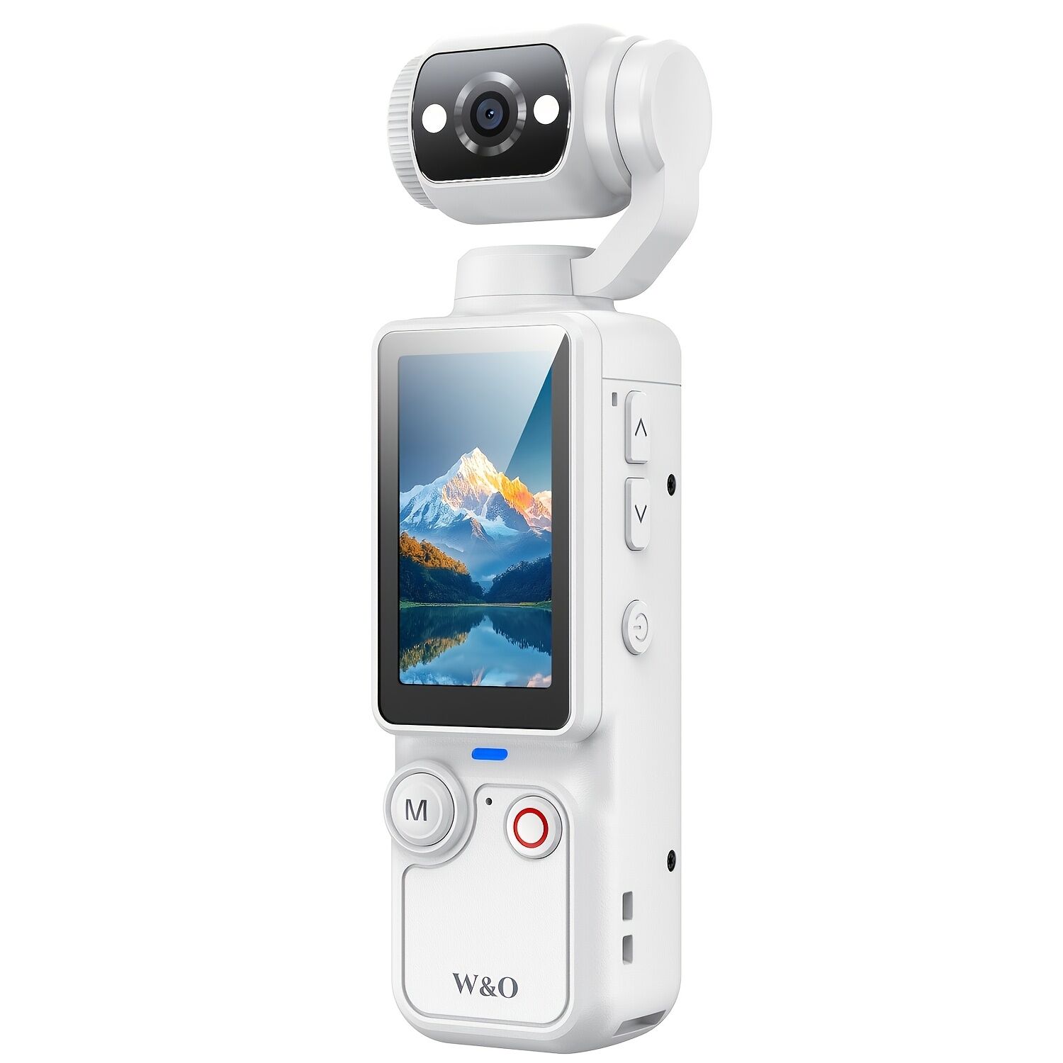 WHITE**4K HD 180° Rotating Anti-Shake Action Camera|1.9-Inch Screen + 2000mAh Battery, Compact & Portable Vlogging & Travel Companion — Streamlined Design