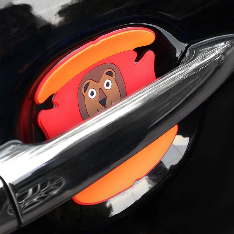 Car Door Handle Protector Cartoon PVC Strip 4pcs RUNDONG Car door wrist anti-scratch protective glue (4 pieces)/little fat duck — image 4