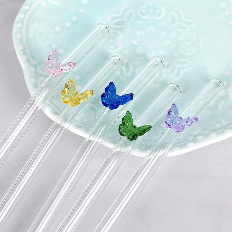 8pcs Colourful Butterfly Glass Straw Reusable Heat Resistant Proof MultiColours โ image 5