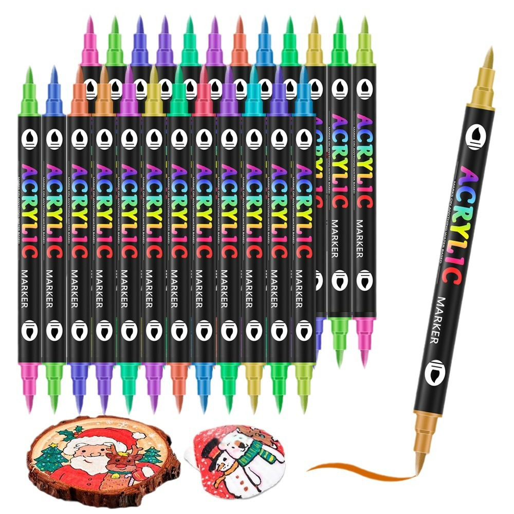 12-Pack Dual-Tip Acrylic Paint Markers - 24 Vibrant Colors, Waterproof & Quick-Dry for Art Projects โ image 4