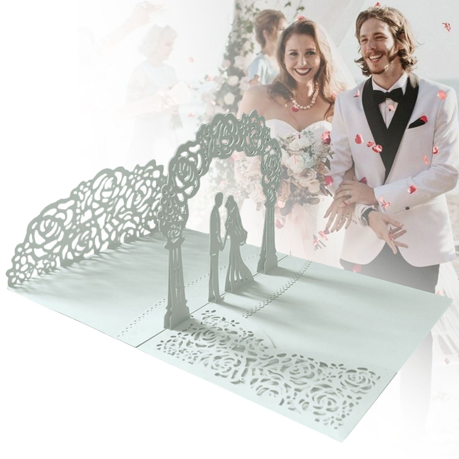 Wedding Cards for Bride and Groom - Pop-Up Congratulations Card with Money Holder for Cash Gift – Elegant Marriage Card for Son & Daughter in Law (Dark Blue) — image 4