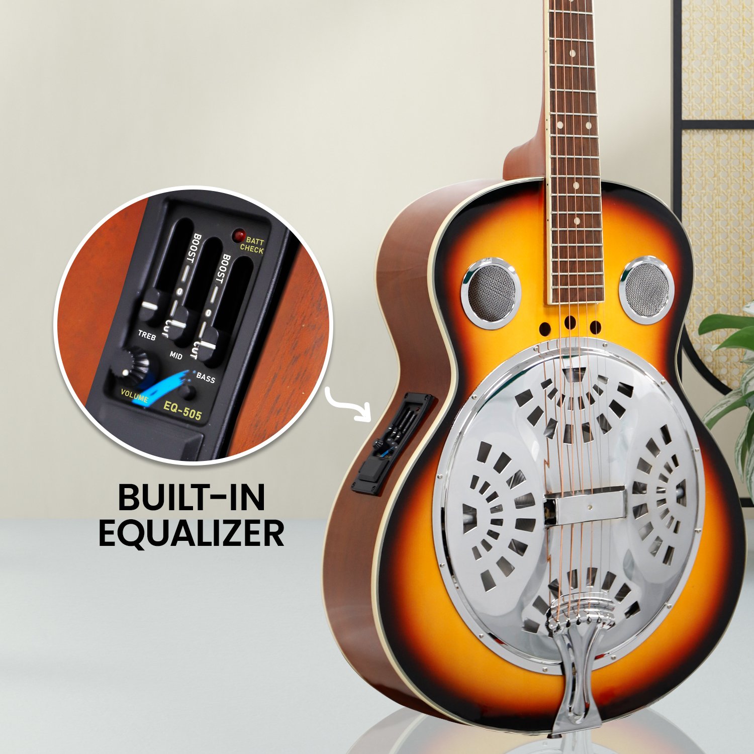 Karrera 40in Resonator Guitar - Sunburst — image 5