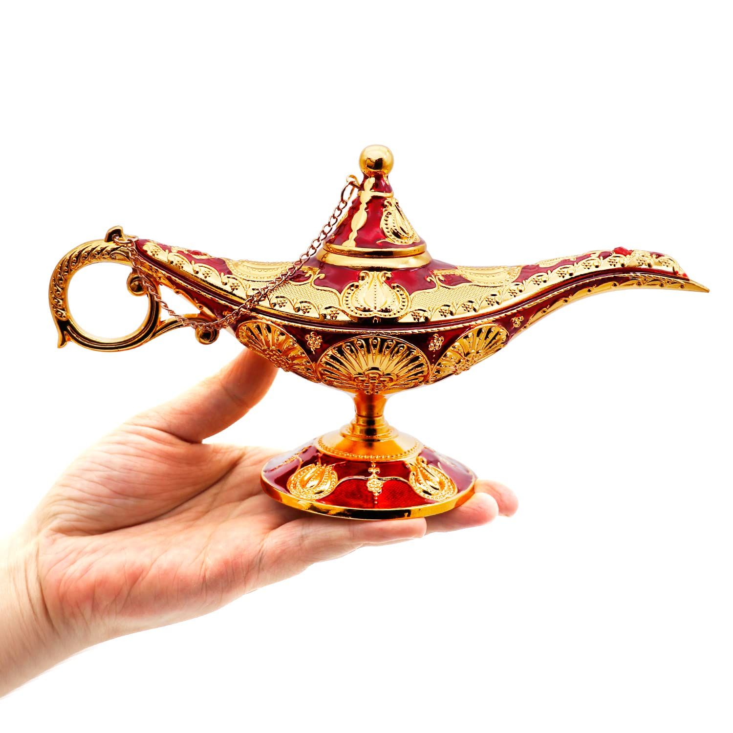 Gold Aladdin Lamp Small Ornaments, Legend Aladding Magic Genie Lamp Wishing Light Decoration, Costume Props Home Crafts — image 3