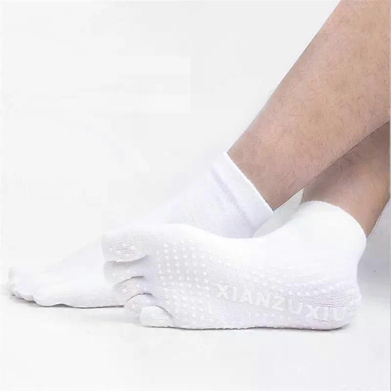 Women's Non Slip Yoga Socks Open Toe Five Finger Grip Socks Combed Cotton Pilates Dance Fitness Socks - White โ image 3