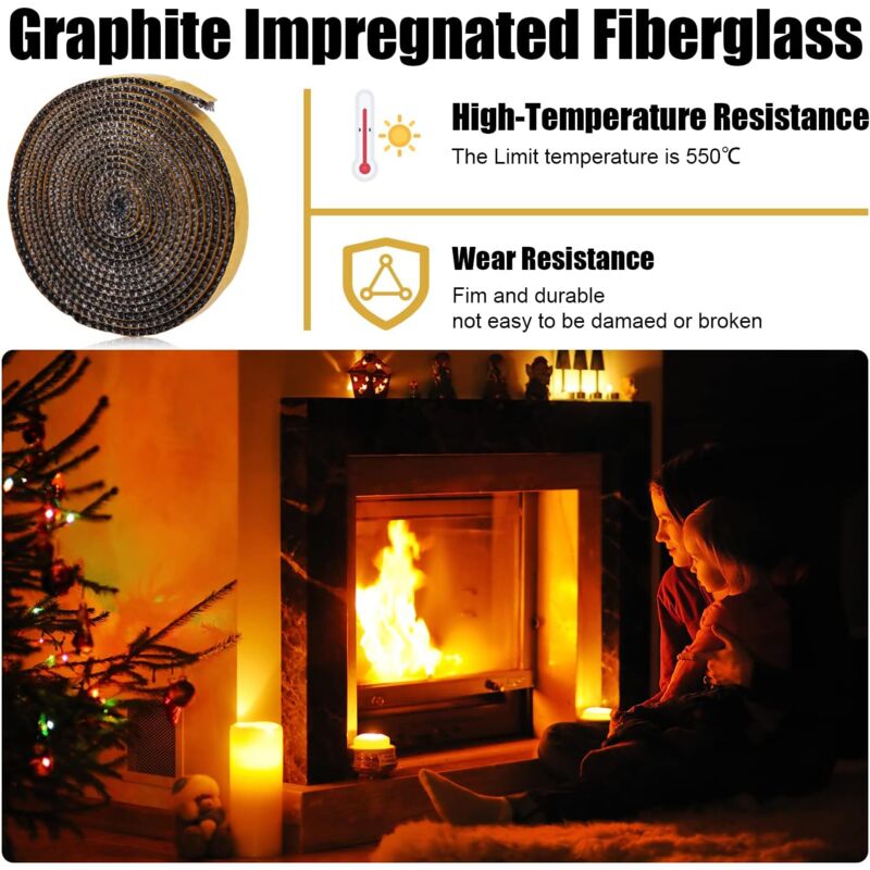 3mm x 1cm x 3m Heat Resistant Fiberglass Gasket - Self Adhesive Chimney Seal for Wood Stoves & Open Fireplaces, Up to 550°C — image 3