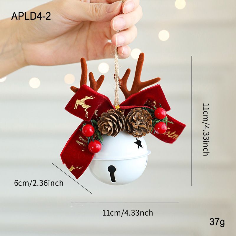 Vintage Metal Christmas Bell Floral Christmas Decorations Red And Gold - Multi-color - Size APLD4-4 — image 6