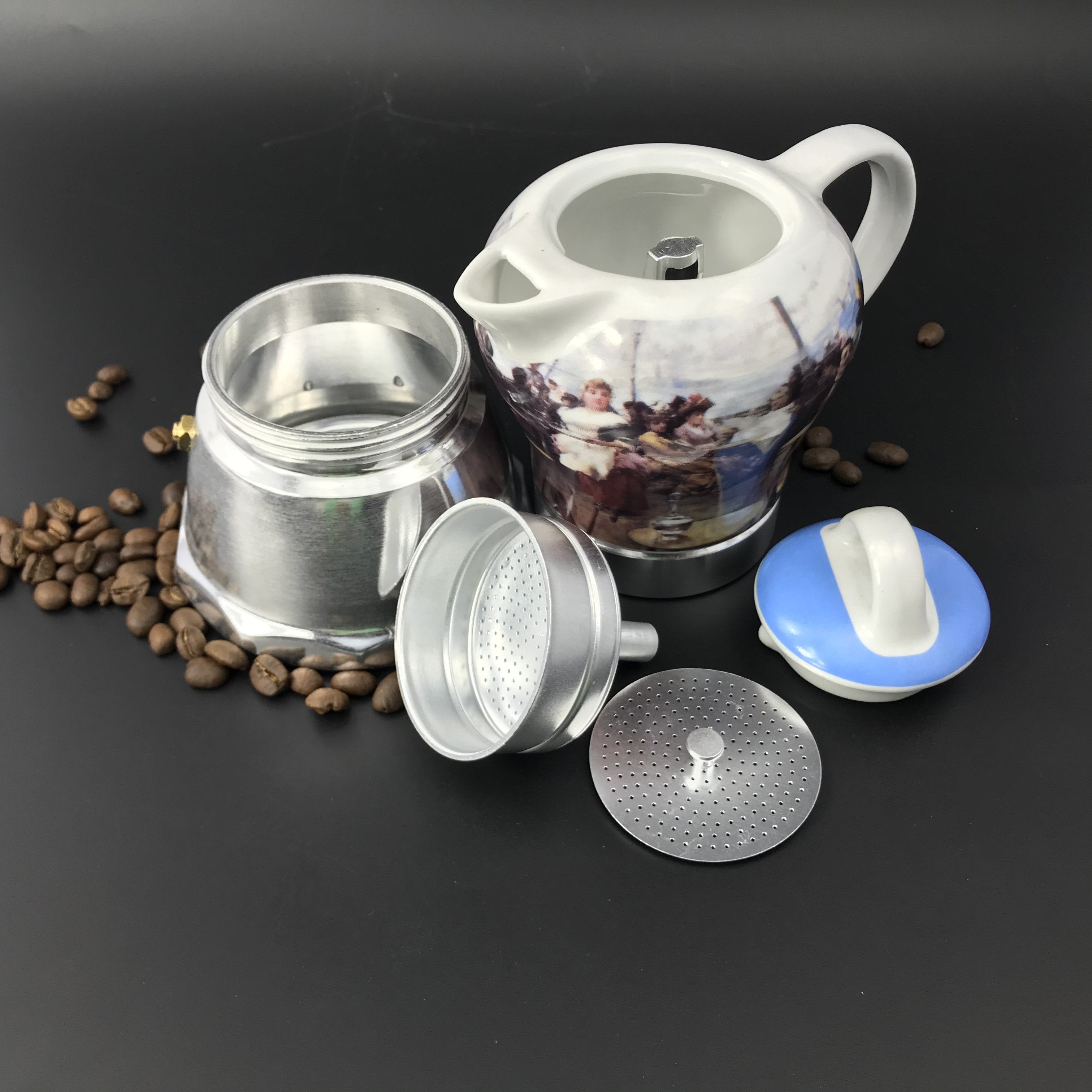 Afternoon Tea Vintage Porcelain Ceramic Italian Stove Top Espresso Coffee Maker 3-4Cups 200ml — image 2